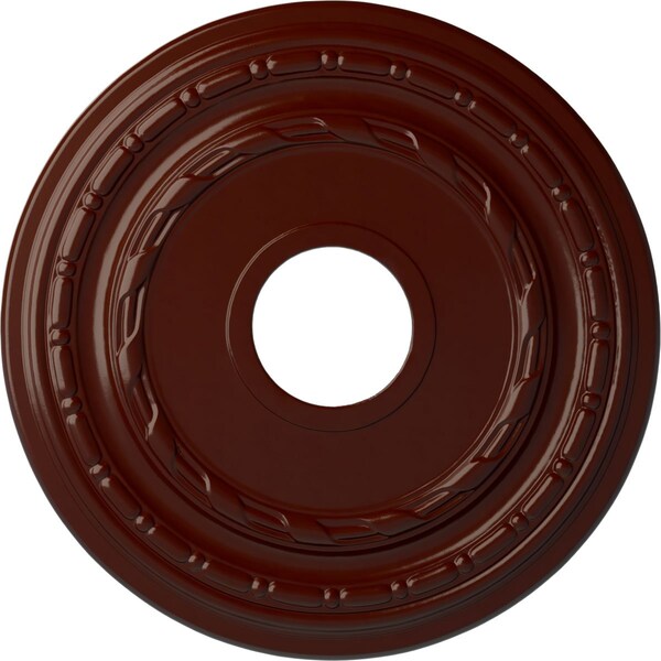 Ekena Millwork Dublin Ceiling Medallion (Fits Canopies up to 8 1/4"), 15 3/8"OD x 3 5/8"ID x 1"P, Brushed Mahogany CM15DUBMF - main